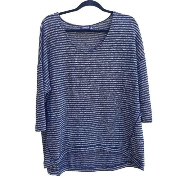 a.n.a Casual Lightweight Knit Scoop Neck Tunic Top Striped Gray Black Sz 1X - Picture 12 of 12